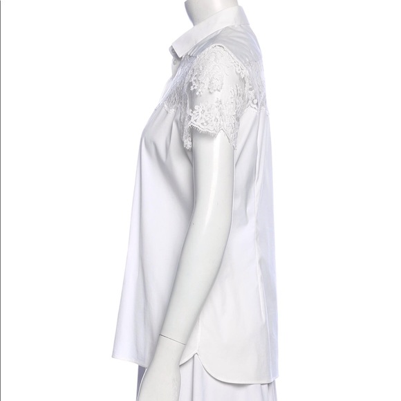 Valentino White Short Sleeve Button-up Blouse L - Picture 2 of 8